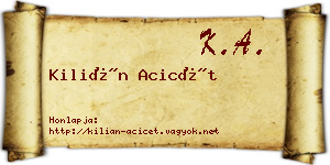 Kilián Acicét névjegykártya
